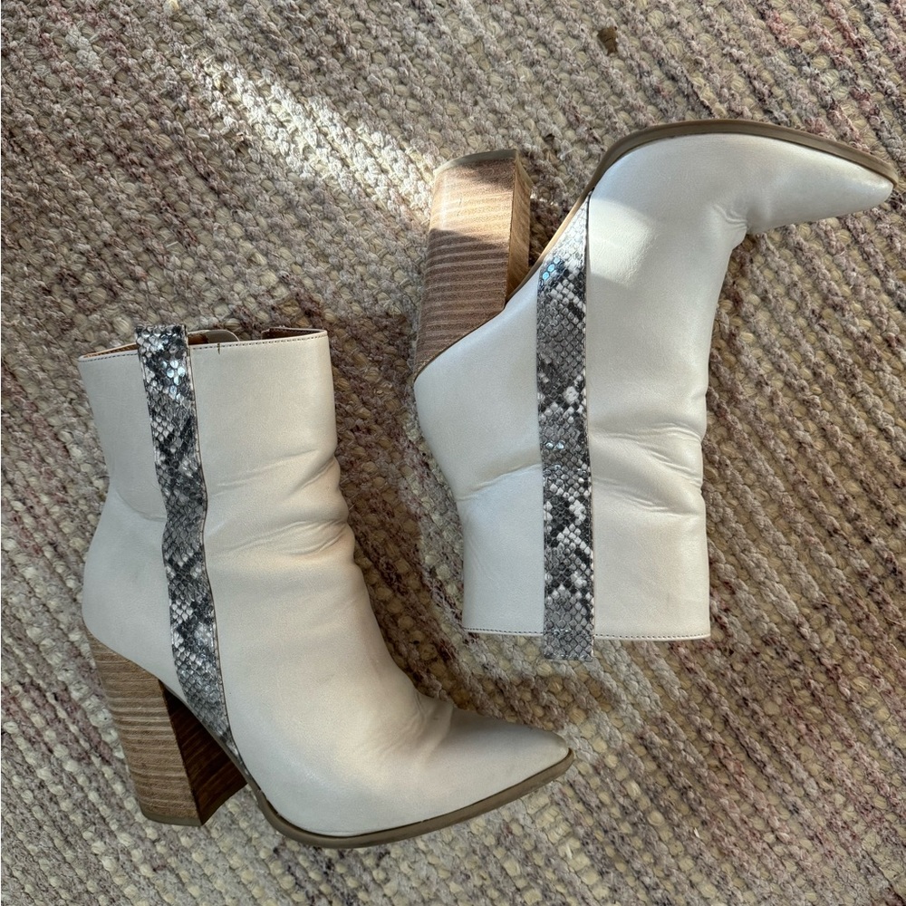 Dolce Vita White Snakeskin Booties